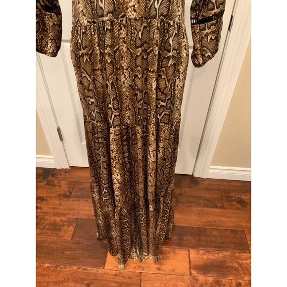 Muche Muchette Brown Snakeskin Print Long Sleeve Maxi Dress, One Size - Picture 3 of 7